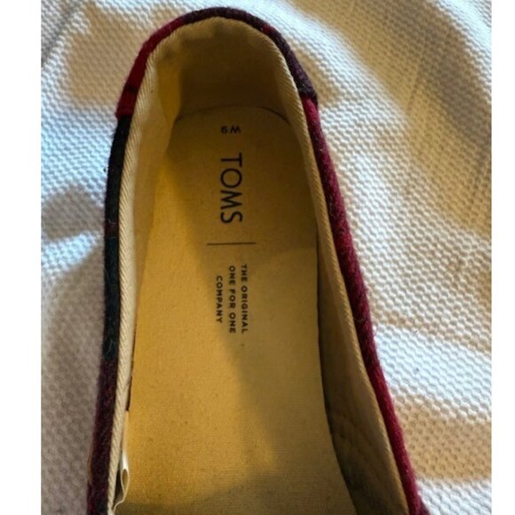 Toms Plaid Buffalo Check Red/Black slip on Alpargatas - size 9 - Picture 4 of 4